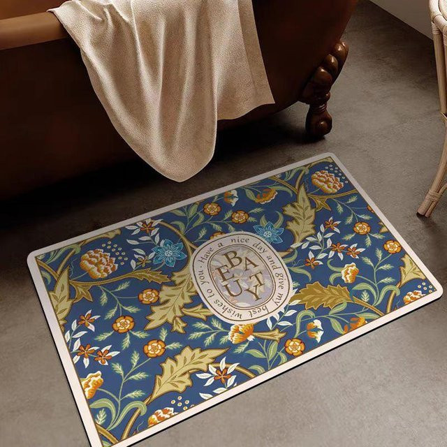 Yiran Furniture Nordisch Retro Diatomit Schlamm Teppich, Blau, B/T: 60 x 40 cm - Bild 1