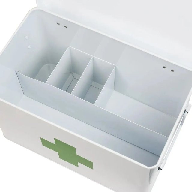HMF Hausapotheke Medikamenten Aufbewahrung Box aus Stahlblech in Weiß, B/T/H: 33 x 20 x 21 cm - Bild 1