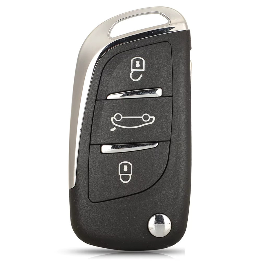 Jingyuqin Auto-Fernbedienungsschlüssel 434 MHz für Citroen C4L New Elysee und Peugeot 508 3008 2008 301, Keyless ID46 VA2/HU83 mit Klinge, Schwarz - Bild 2