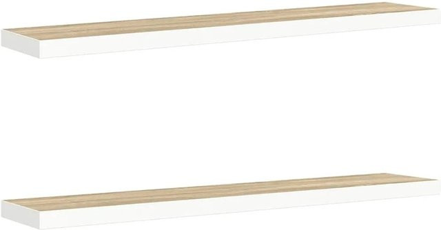 vidaXL Schweberegale 2er Set in Eichen-Optik und Weiß, B/T/H: 120 x 23,5 x 3,8 cm - Bild 1
