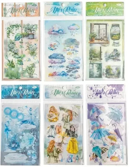 Qingning Regen Handbuch Aufkleber Set mit Frauen-Motiven für Scrapbook und Dekoration, 2er Pack, Mehrfarbig, B: 20,1 cm x H: 10,1 cm - Bild 1