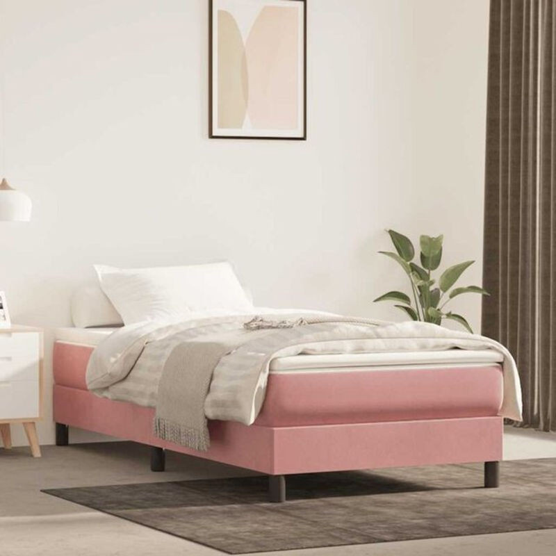 Taschenfederkernmatratze Vidaxl in Rosa mit Samtbezug, B/T/H: 90 x 220 x 20 cm - Bild 1