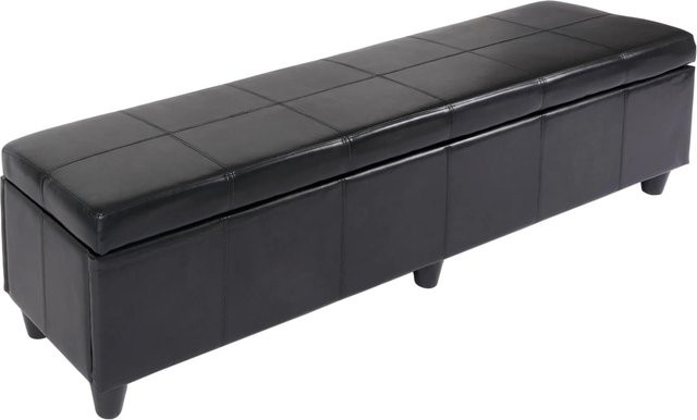 Sitzbank Arezzo XXL mit Aufbewahrungsfach von MCW, Kunstleder, Schwarz, B/T/H: 180 x 45 x 45 cm - Bild 2