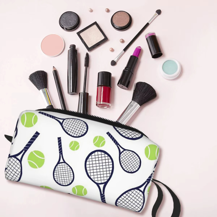 Federmäppchen mit Tennisschläger und Ball für Kinder, buntes Textil-Stoffbeutel als Stiftbox oder Kosmetiktasche - Bild 2