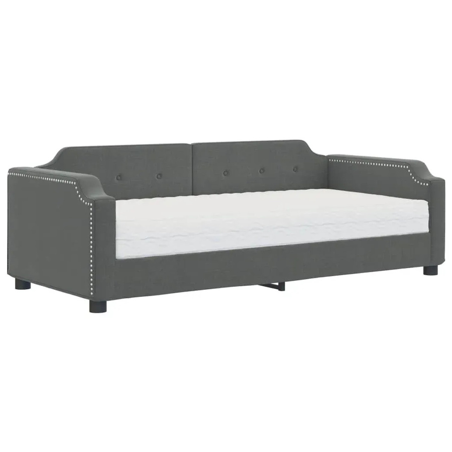 vidaXL Tagesbett mit Matratze in Grau, gepolstert mit Stoff und Schaumstoff, B/T/H: 200 x 100 x 66,5 cm - Bild 2
