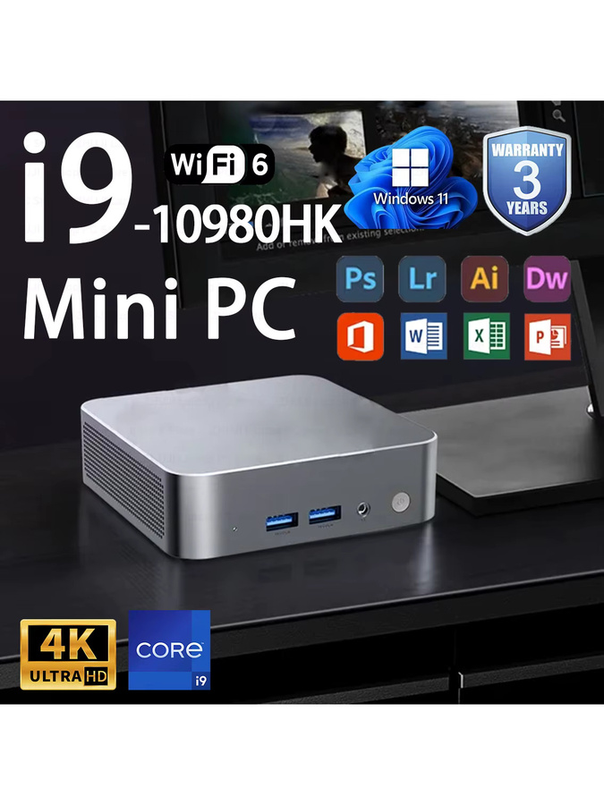 Mini-PC Intel Core i9 10980HK mit Windows 11, 16GB DDR4, 1TB SSD, WiFi 6 und Bluetooth 5.2 Desktop-PC - Bild 4