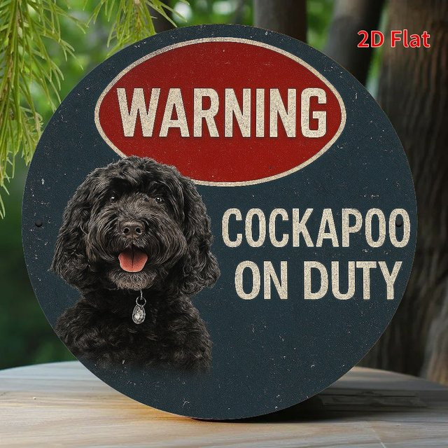 Potdemiel Warnschild Cockapoo aus Metall mit schwarzem Hund, B/B: 20 x 20 cm - Bild 1