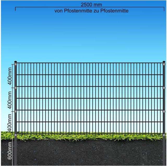 Fa-Bausysteme Doppelstabzaun Anthrazit 8-6-8 Plättchen Höhe: 123 cm, Länge: 25 m - Bild 1