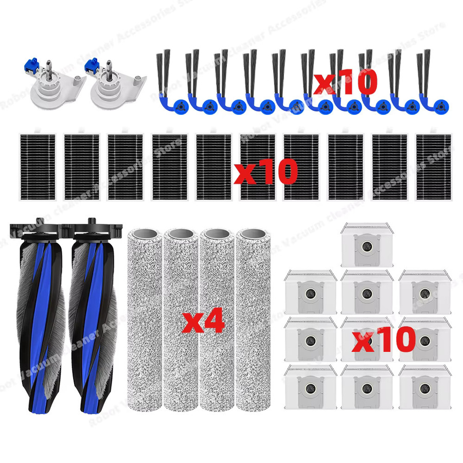 Ecovacs Ersatzteil-Set für T90 Omni und T90 Pro Omni mit Direktablauf, bestehend aus Hauptbürste, Seitenbürste, Filter, Wischmopp und Staubbeutel, Multicolor - Bild 2
