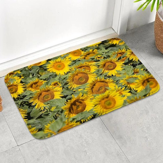 Anti-Rutsch-Fußmatte Lodestar mit Sonnenblumen-Aufdruck in Gelb, B/B/H: 40 x 60 x 1 cm - Bild 1
