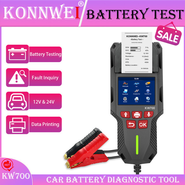 KONNWEi Kfz-Batterie-Diagnosetool in Schwarz zur Prüfung von Batteriespannung und Fehlern mit Datendruck und Scanning-Funktion - Bild 1