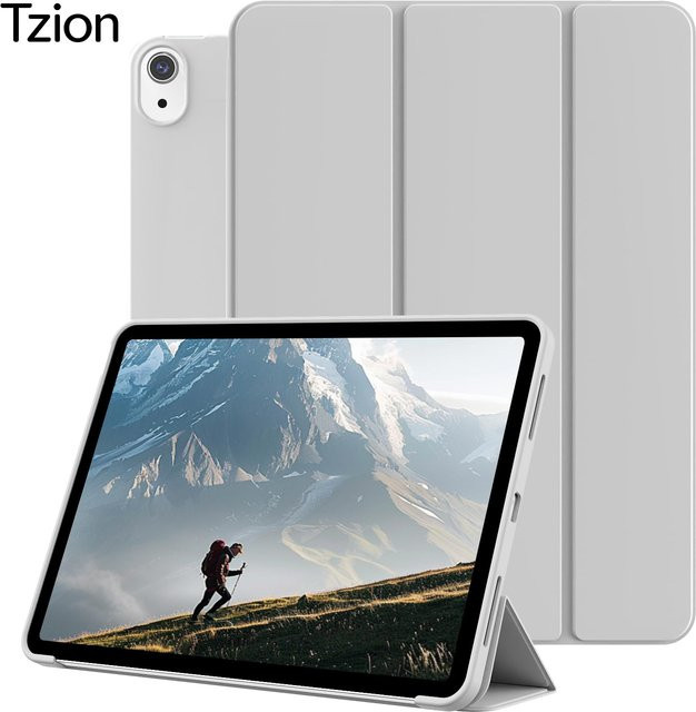 Tzion Flip Smart Cover Silikonhülle für iPad Air 4. 5. 6. 7. 8. Generation sowie iPad Air 10.9 11 M4 M3 M2 in Grau oder Weiß - Bild 1