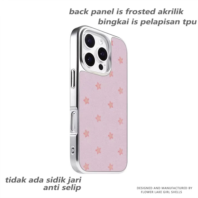 DecoPhone Frosted Shell Handyhülle für iPhone 11 bis iPhone 17 Air in Rosa mit silbernen Sternen - Bild 2
