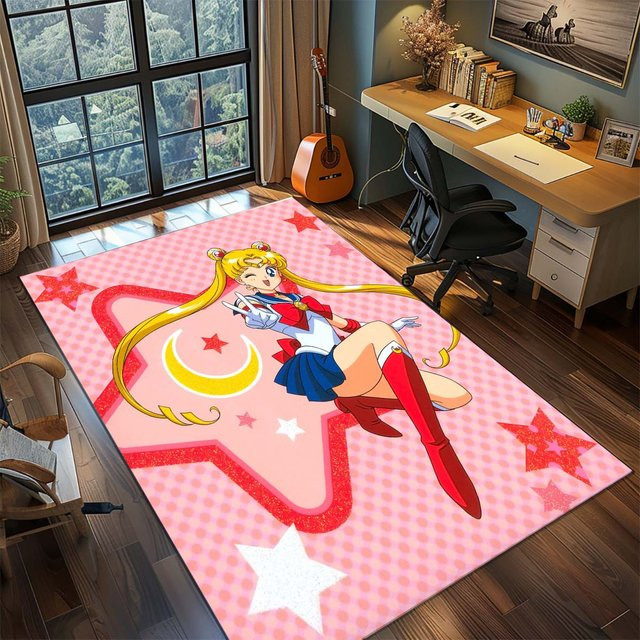 Sailor Moon Anime Teppich von CSQ Five, rosa, rutschfest und waschbar, B/H: 60 x 90 cm - Bild 1