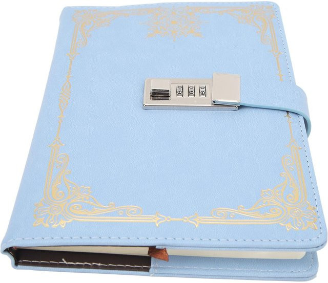 KONNWEI A5 Notizbuch mit Zahlenschloss, Himmelblau, 100 Blatt liniertes 80g Papier mit Leseband und Hardcover - Bild 1