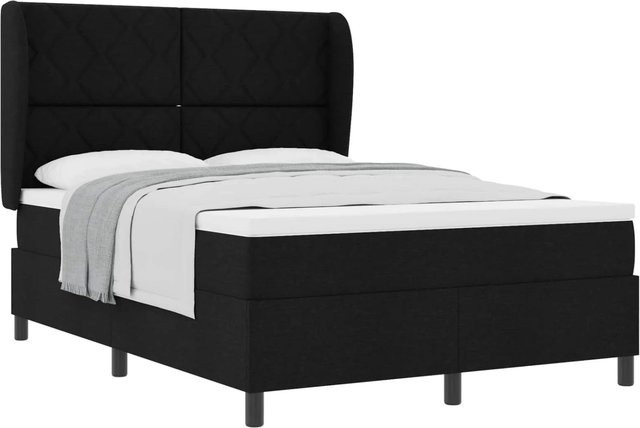 vidaXL Boxspringbett mit Matratze in Schwarz aus Stoff, B/T: 160 x 200 cm - Bild 1