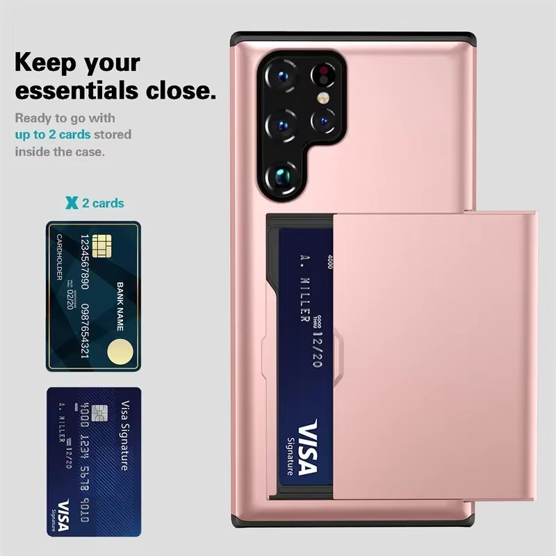 Plastik-Brieftaschenhülle für Samsung Galaxy S26 S25 S24 S23 S22 FE Plus Ultra EDGE A57 A56 A55 A36 mit Kartenhalter in Blau und Pink - Bild 1