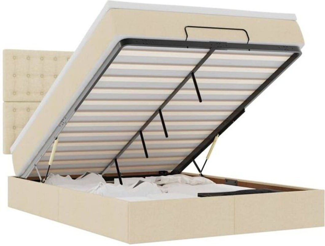 vidaxl Ottoman Polsterbett mit Matratze und LED-Beleuchtung in Beige, B/T/H: 140 x 190 x 128 cm - Bild 1