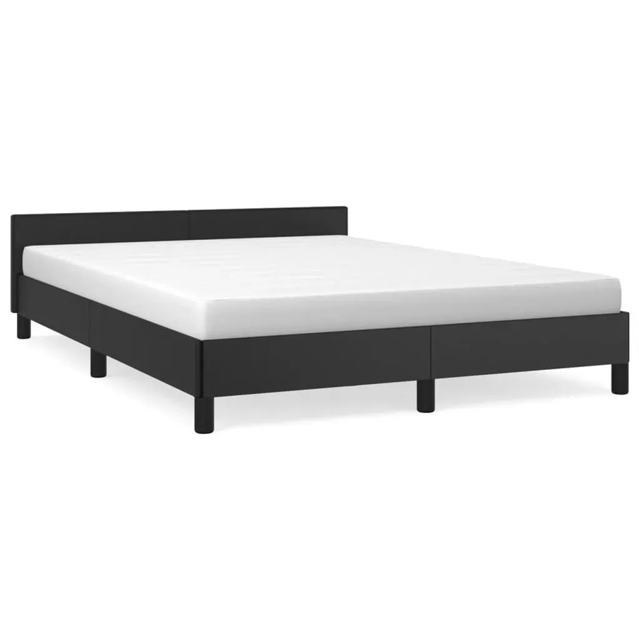 vidaXL Bettgestell mit Kopfteil in Schwarz aus Kunstleder, B/T/H: 140 x 190 x 143 cm - Bild 2