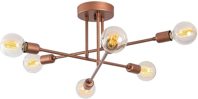 Opviq Deckenleuchte Flower in Kupfer mit Glas, E27, 6 Fassungen, Breite: 64 cm, Höhe: 30 cm, Tiefe: 64 cm - Bild 1