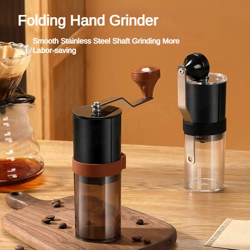 XMSJ Manuelle Retro-Kaffeemühle mit Keramikmahlwerk in Weiß, faltbar und tragbar für Reisen und Camping - Bild 2