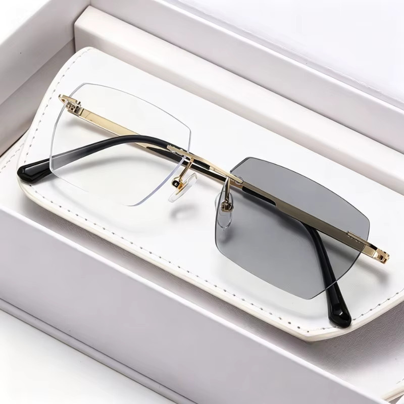 ERIKOLE Korrektionsbrille, randlos, rechteckig, Metall, Gold, Unisex - Bild 2