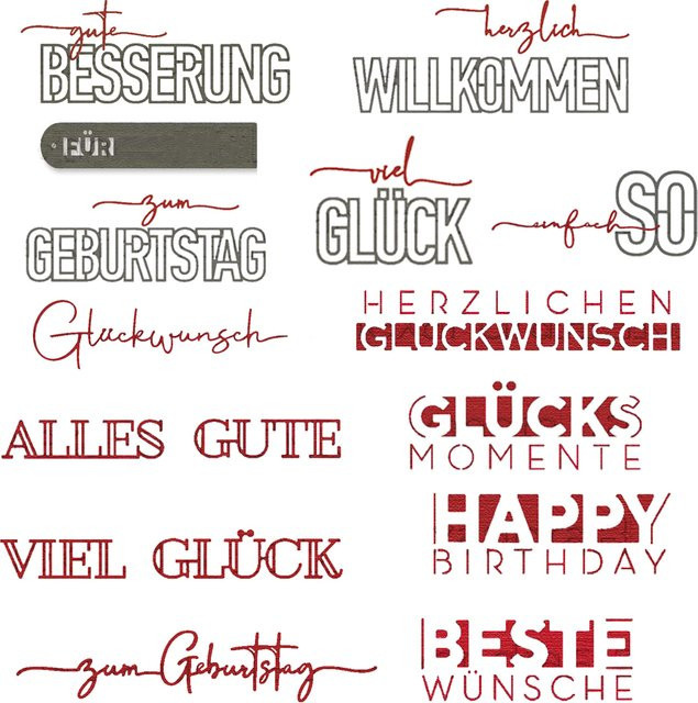 Metall-Stanze mit den Wörtern Deutsch Englisch Wörter Tag für DIY Scrapbooking und Papierkarten in Silber - Bild 1