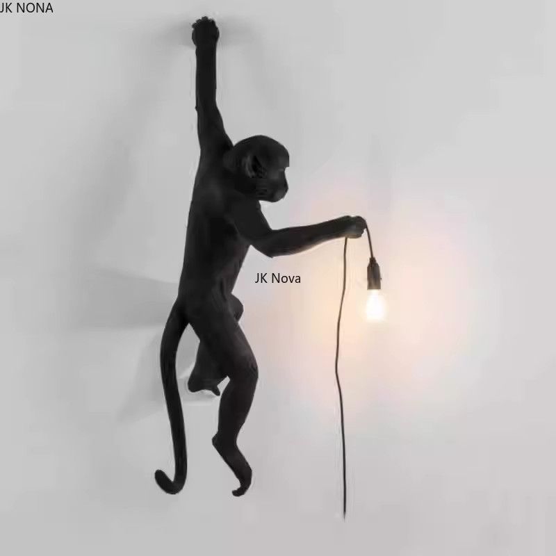 JIANKEXING Wandlampe Affe aus Harz und Hanfseil im Nordic Postmodern Design für Kinderzimmer und Schlafzimmer - Bild 2