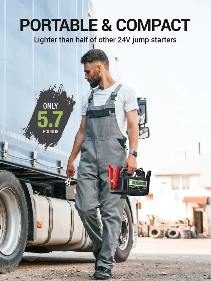 YESPER Starthilfegerät 12V/24V mit 6000A und 36400mAh Powerstation, Schwarz, für Benzin- und Dieselmotoren von Autos bis Booten, inklusive 3-Modus-LED - Bild 5
