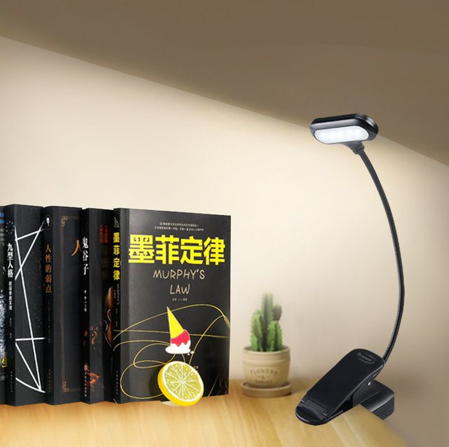 GGBEE Mini LED-Buchlampe Schwarz, tragbare und flexible batteriebetriebene Leselampe mit Augenschutz für Schreibtisch und Reise - Bild 1