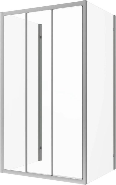 Aquabatos Eckdusche Schiebebare Duschkabine mit Seitenwand aus ESG Sicherheitglas in Transparent und Chromoptik B/T/H: 110 x 90 x 195 cm - Bild 1
