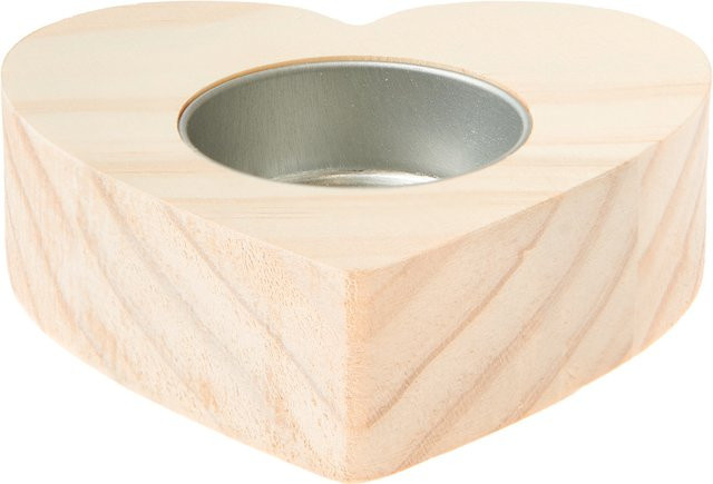 Rico Design Kerzenhalter Herz aus Holz in Natur für Teelichter - Bild 1