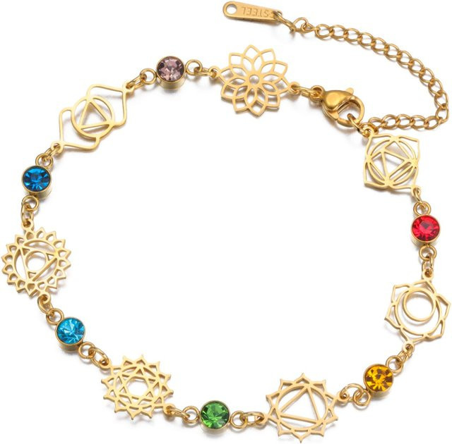Fußkettchen YULIN-004, Edelstahl, Gold, Zirkonia, Damen - Bild 1