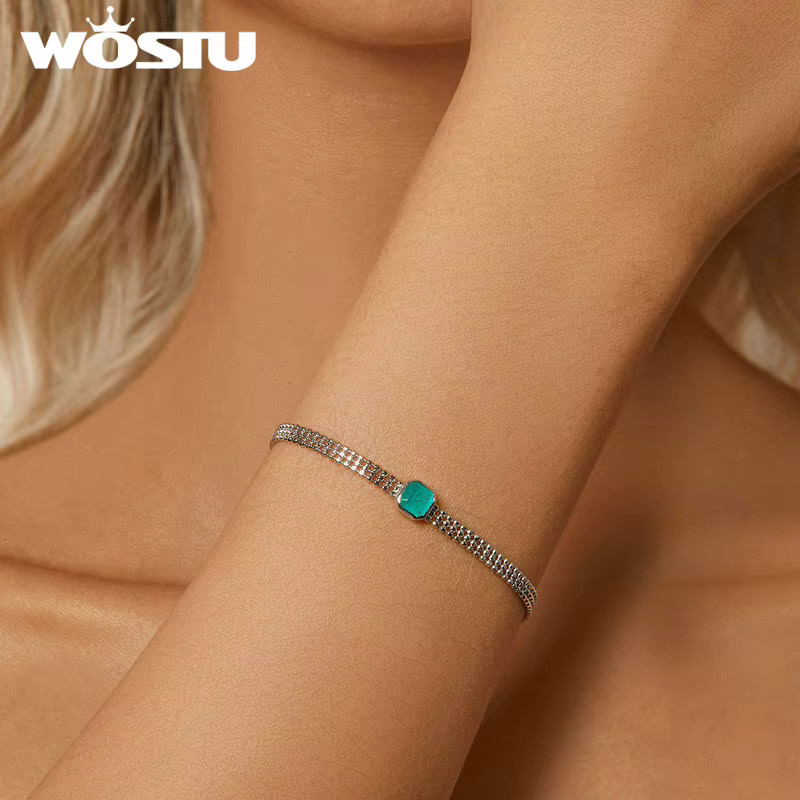 Wostu Armband, Sterling Silber, blau-grün Eisblume, Perlen, Damen - Bild 2