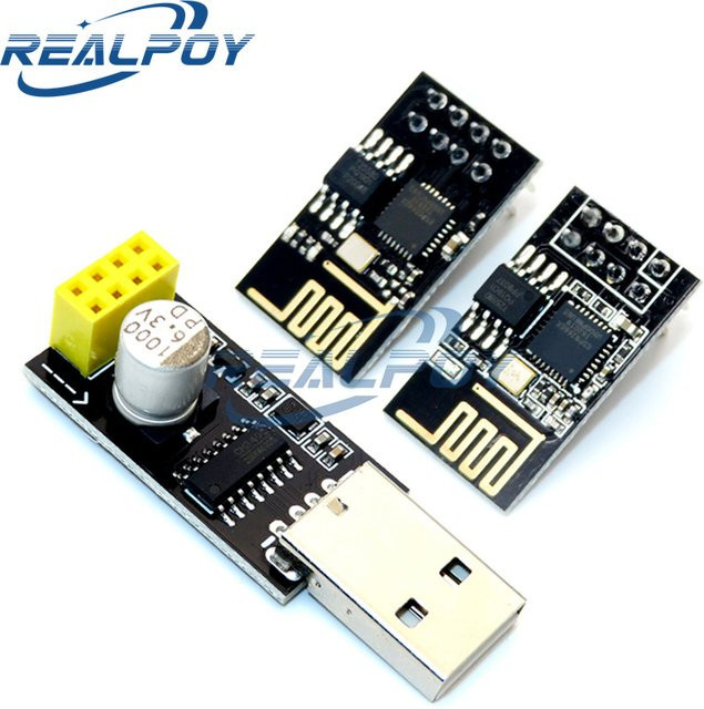 REALPOY ESP-01S ESP8266 WiFi-Modul zur IoT-Anbindung für Arduino in Schwarz - Bild 1