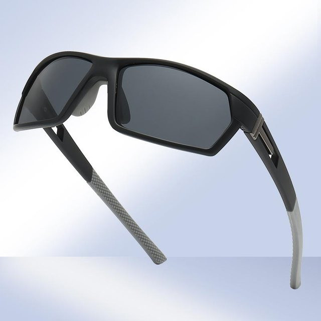 Binchi Outdoor Equipment Sportsonnenbrille, Vollrand, rechteckig, Kunststoff, grau, Unisex, polarisiert - Bild 1