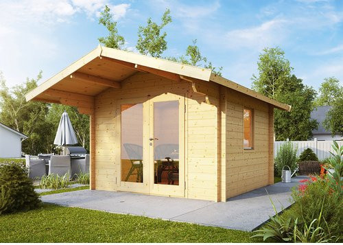 WOLFF FINNHAUS Gartenhaus Bergen 44-B aus Holz in Beige, B/H/T: 360 x 250 x 300 cm - Bild 1