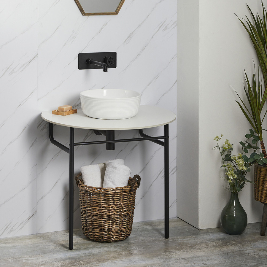 Nitido Waschtisch mit Ablage aus Edelstahl in Schwarz oder Weiß, B/T/H: 79 x 60 x 72 cm - Bild 1