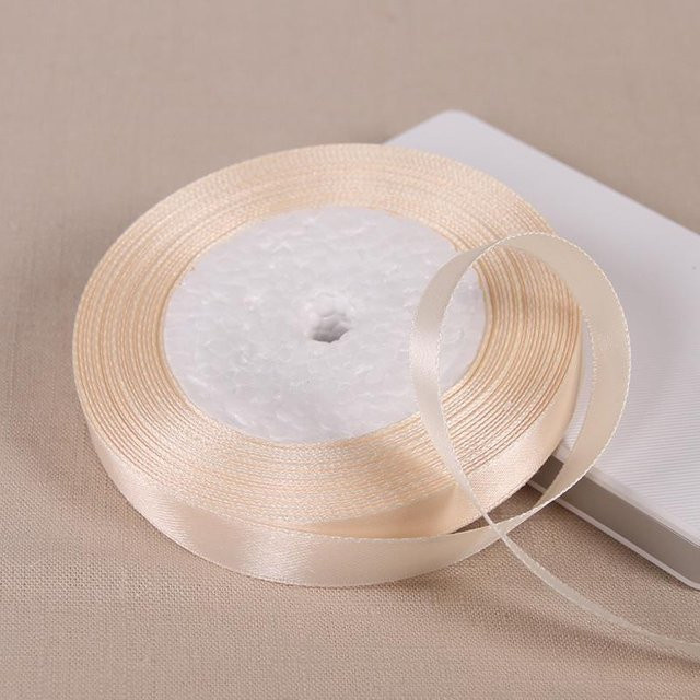 Beiges Polyester Satinband für Hochzeitsdekoration und DIY-Geschenke, Länge: 25 Yards - Bild 1