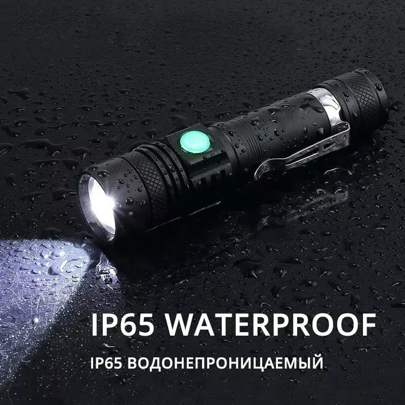 ESMARTER Taktische LED-Taschenlampe aus Aluminiumlegierung, Wasserdicht und USB-aufladbar, Schwarz - Bild 5