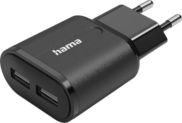 Hama Ladegerät mit 2 x USB-A Anschlüssen 12 W Schwarz - Bild 1