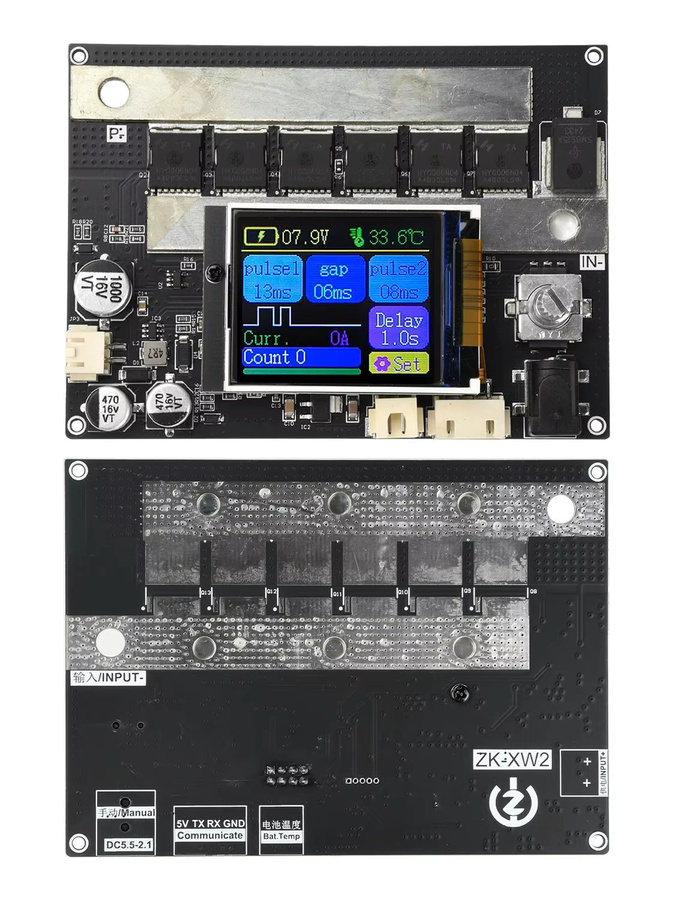 ZK-XW2 Dual-Pulse-Punktschweißgerät mit 1,8-Zoll-LCD-Farbbildschirm und Digitalanzeige, Schwarz - Bild 5