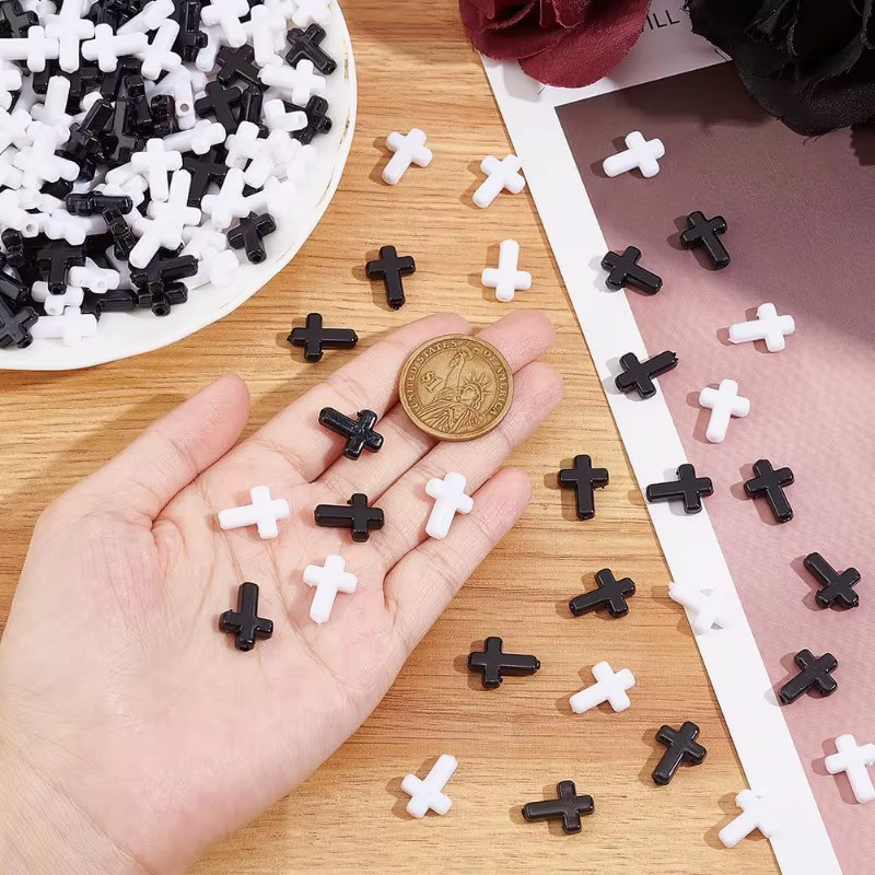 Charms, Kreuzperlen, Kunststoff, Schwarz, 300 Stück - Bild 3