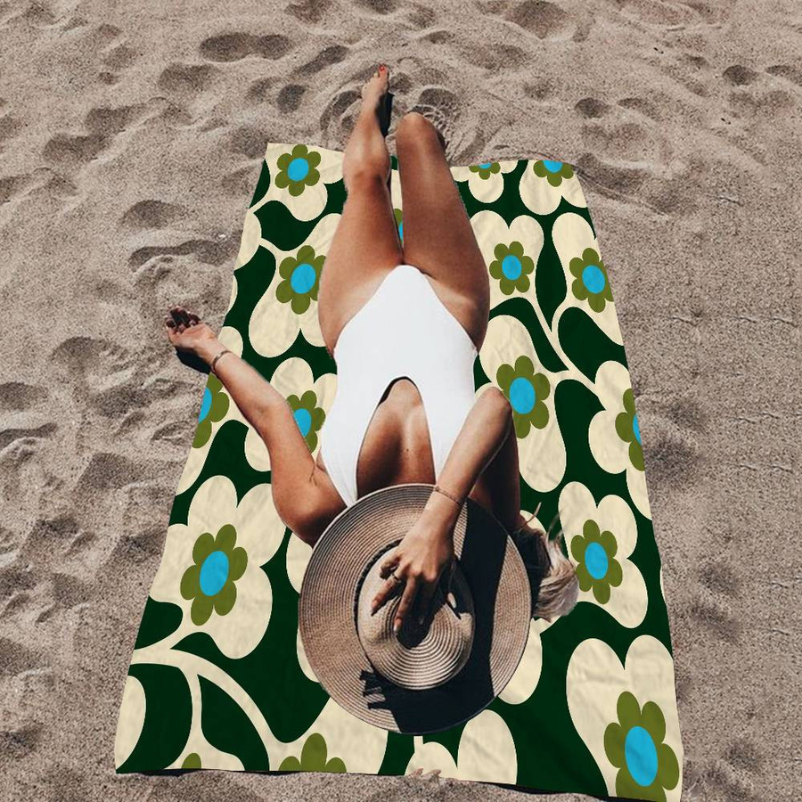 Orla Kiely Strandtuch aus Mikrofaser mit floralem Blattmuster, schnelltrocknend, B: 102 cm, H: 193 cm - Bild 1