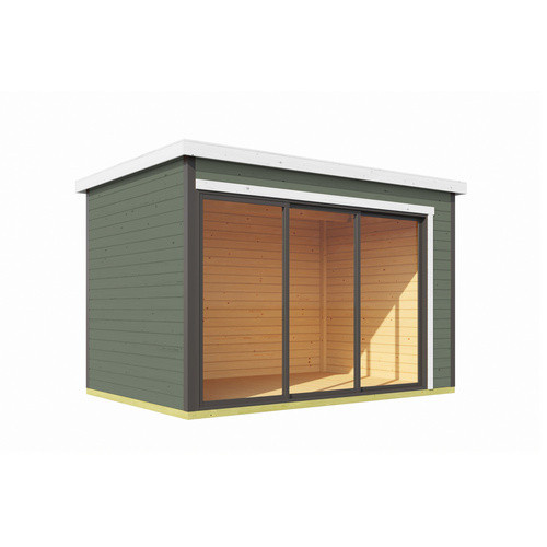 Lasita Blockbohlenhaus Austin Gartenhaus in Grün, B/T/H: 379,6 x 239,4 x 259,6 cm - Bild 3