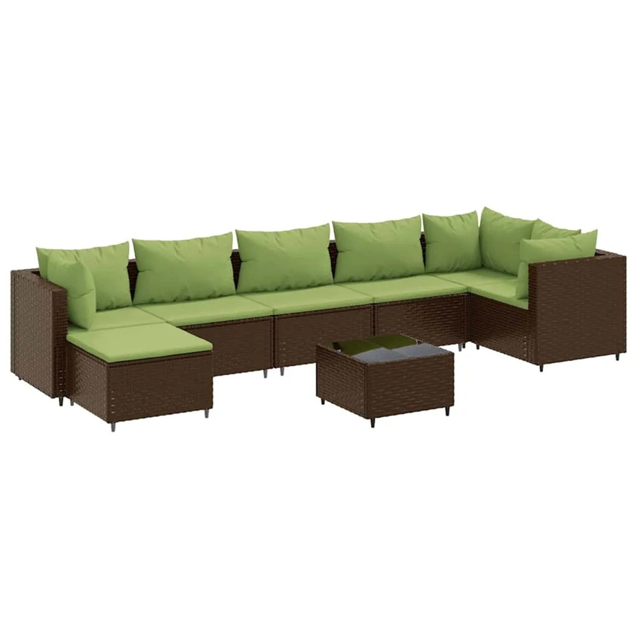 vidaXL 8-tlg Garten-Lounge-Set aus braunem Poly-Rattan mit UV-beständigen Kissen und pulverbeschichtetem Stahlgestell - Bild 2