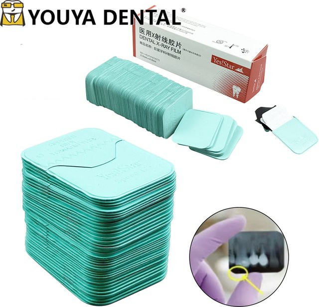 YOUYA DENTAL Dental-Röntgenfilm für die intraorale Bildgebung, 100 Stück, Türkis, 3 x 4 cm - Bild 1