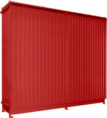 Regalcontainer Bauer Typ CEN 59-3 IBC mit 3 Fachebenen und Schiebetor, Farbe Feuerrot RAL 3000, B/T/H: 654,0 x 160,0 x 501,5 cm - Bild 1