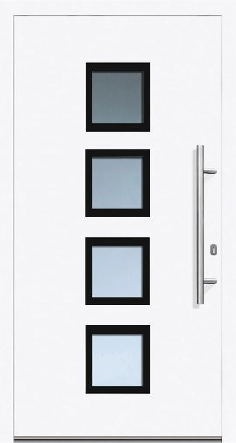 Panto Haustür K035 modern in Weiß mit Glaseinsatz, DIN Rechts, B: 110 cm, H: 210 cm - Bild 1