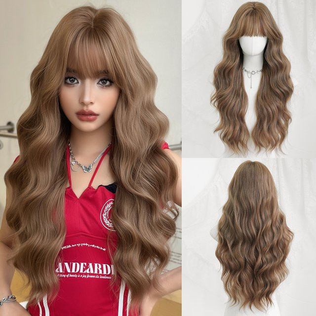 7JHH WIGS Perücke, Lange Wasserwellen, Schokoladenbraun, Damen - Bild 1